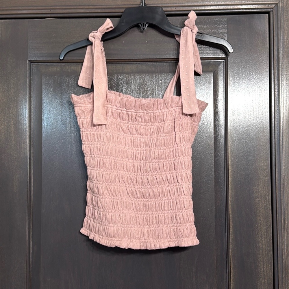 Anthropologie smocked tank‎ top in blush XS
